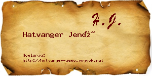Hatvanger Jenő névjegykártya